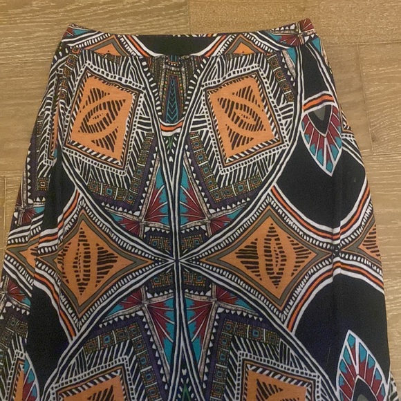 NWOT Anthropologie Nine 1 Eight Orange Black Tribal Maxi Skirt Medium M - Picture 2 of 3